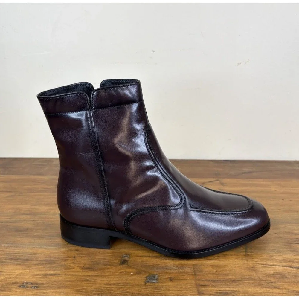 Florsheim Essex Men's Boots 9.5 EEE Extra Wide Dark Cherry Leather Zipper 17074